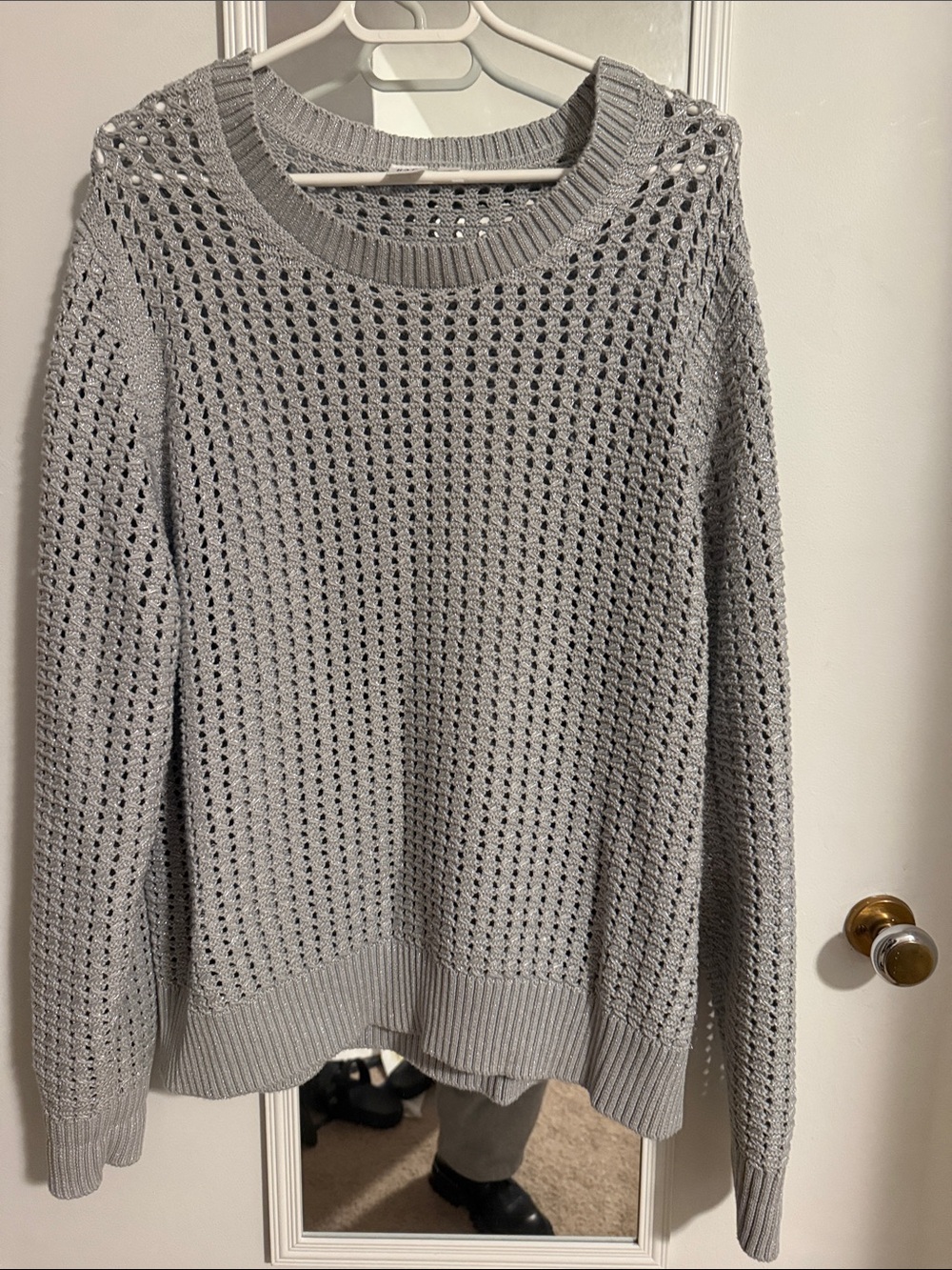 Light Gray Open-Knit Women's Sweater